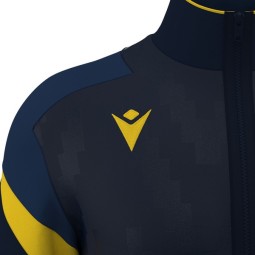 JAQUETA DE XANDALL D'ENTRENADORS FC VILABLAREIX MACRON ODIN COLOR BLAU MARÍ I GROC