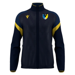 JAQUETA DE XANDALL D'ENTRENADORS FC VILABLAREIX MACRON ODIN COLOR BLAU MARÍ I GROC