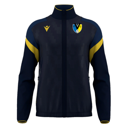 CHAQUETA DE CHANDALL MACRON CON CREMALLERA ODIN COLOR AZUL MARINO I AMARILLO