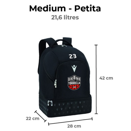 MOTXILLA MACRON PETITA BC TORROELLA AMB NUMERO COLOR NEGRE