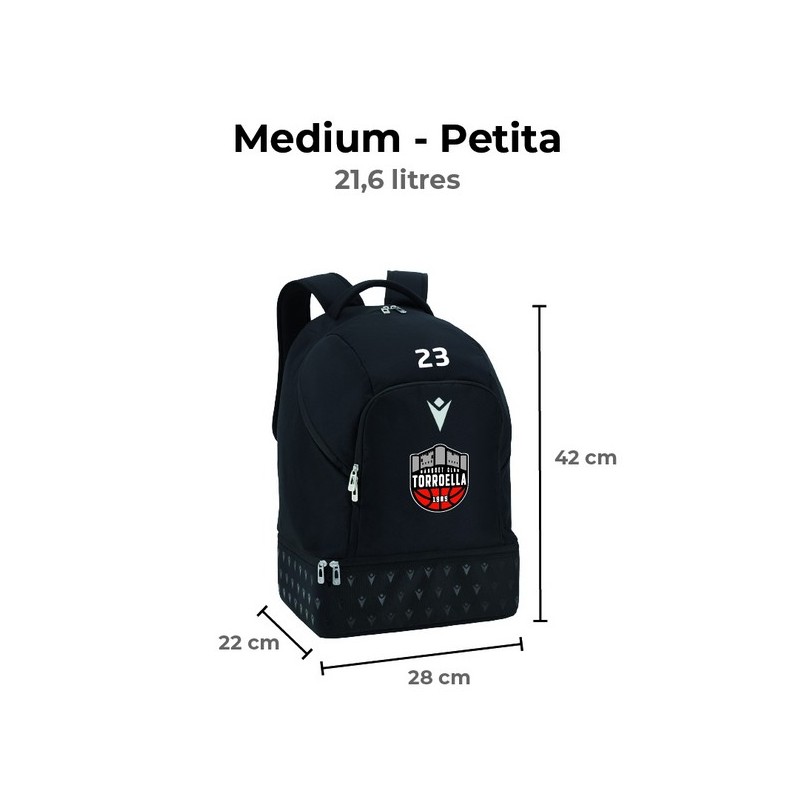 MOTXILLA MACRON PETITA BC TORROELLA AMB NUMERO COLOR NEGRE