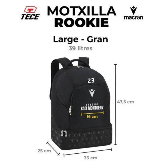 MOTXILLA MACRON ROOKIE NEGRE HANDBOL BAIX MONTSENY