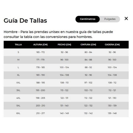 GUIA DE TALLES ADULT - MACRON