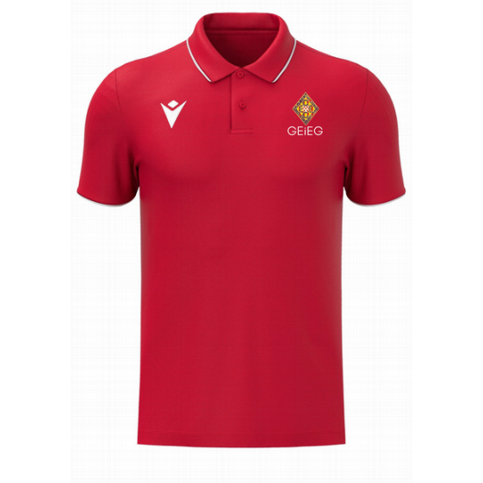 POLO TÈCNIC GEIEG BILLAR MACRON DRACO HERO COLOR VERMELL/BLANC + ESCUT