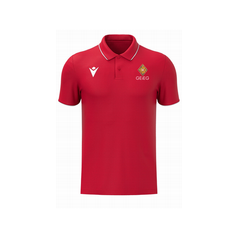 POLO TÈCNIC GEIEG BILLAR MACRON DRACO HERO COLOR VERMELL/BLANC + ESCUT