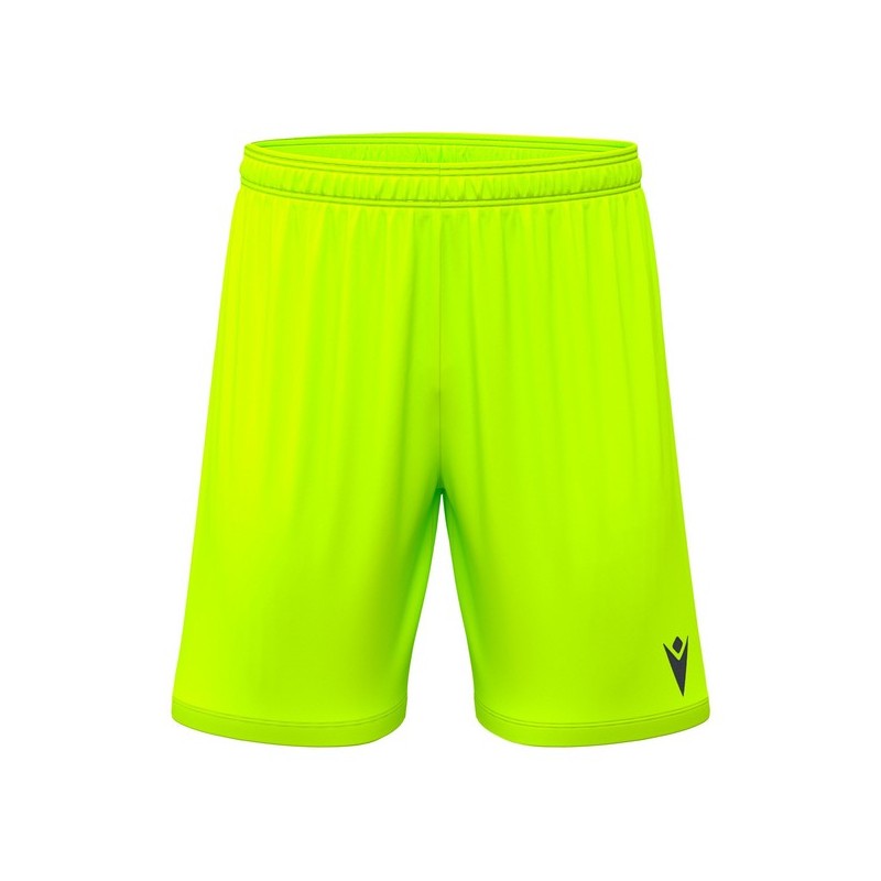 PANTALÓ CURT GROC FLUOR CF LA GARRIGA MACRON GALAX + ESCUT PETIT DTF I Nº NEGRE