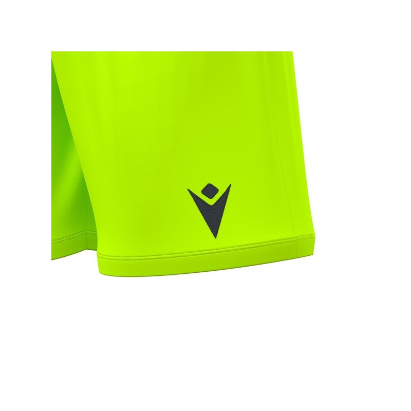 PANTALÓ CURT GROC FLUOR CF LA GARRIGA MACRON GALAX + ESCUT PETIT DTF I Nº NEGRE