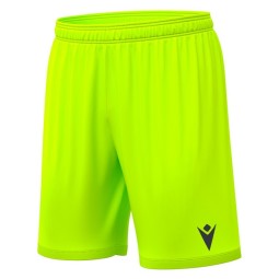PANTALÓ CURT GROC FLUOR CF LA GARRIGA MACRON GALAX + ESCUT PETIT DTF I Nº NEGRE