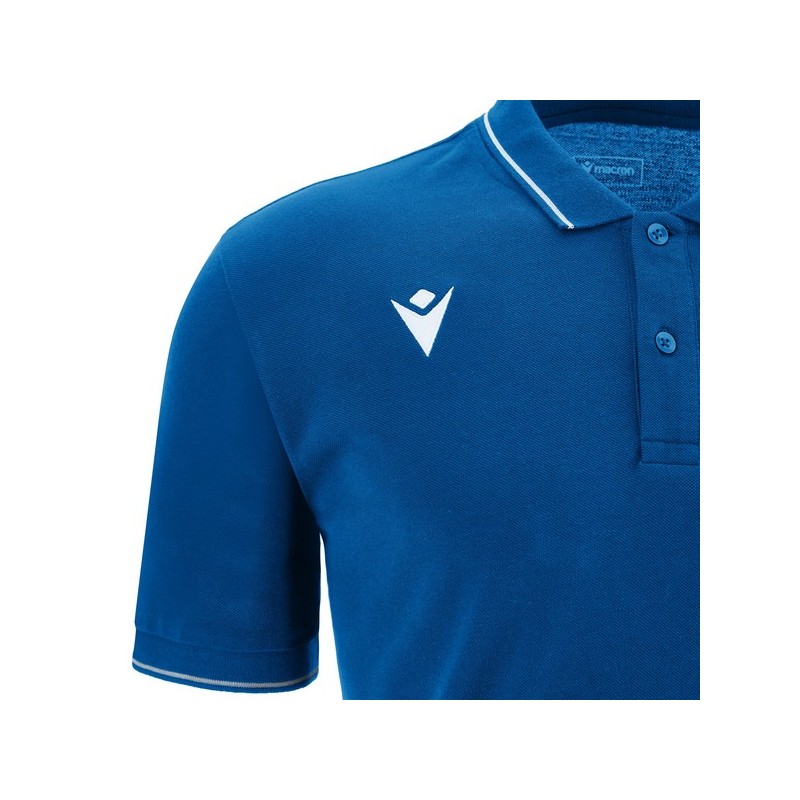 POLO BLAU ROYAL MASC MACRON COMEDY ECO + ESCUT RCAE BLANC + DTF RCAE BLAU ESQUENA