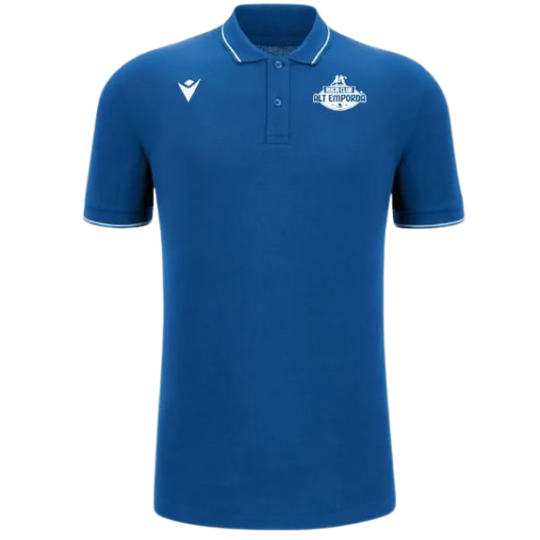 POLO BLAU ROYAL FEMENÍ MACRON WALTZ ECO + ESCUT RCAE BLANC + DTF RCAE BLAU