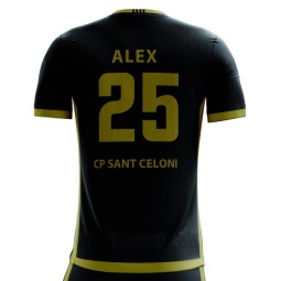 CAMISETA DE JUEGO 3A EQUIPACIÓN NEGRA-DORADA CP SANT CELONI