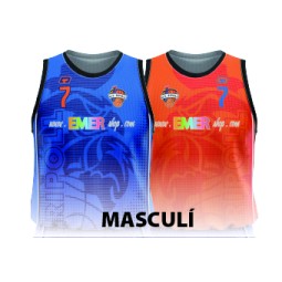 CAMISETA MASCULINA REVERSIBLE DE JUEGO PATROCINADOR EMERSHOP UE RIPOLL