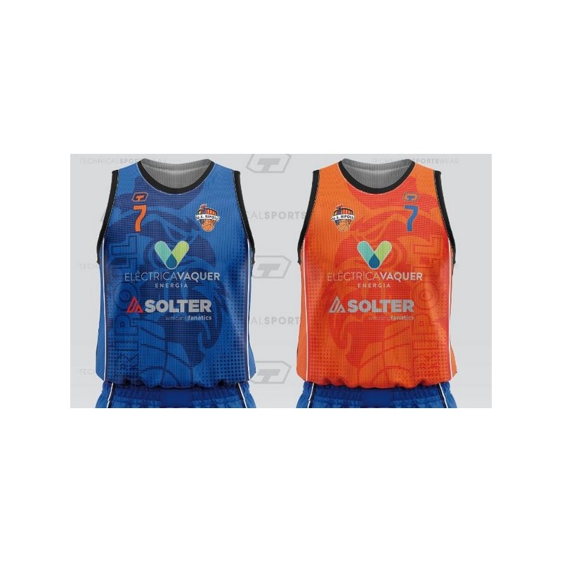 CAMISETA MASCULINA REVERSIBLE DE JUEGO PATROCINADOR EMERSHOP UE RIPOLL
