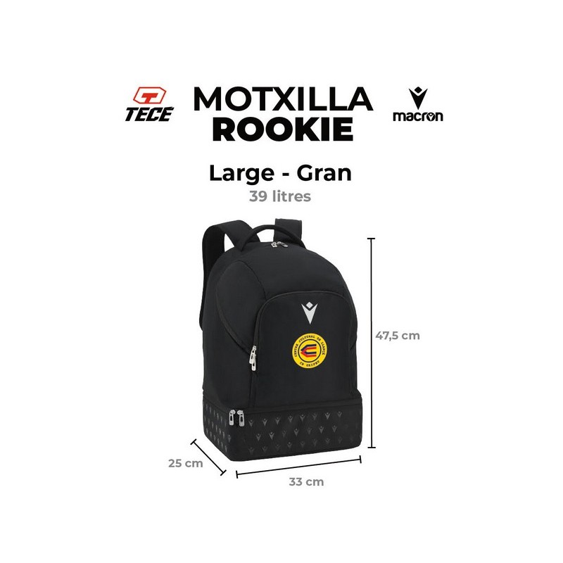 MOTXILLA GRAN CB GRIFEU MACRON ROOKIE COLOR NEGRE + ESCUT