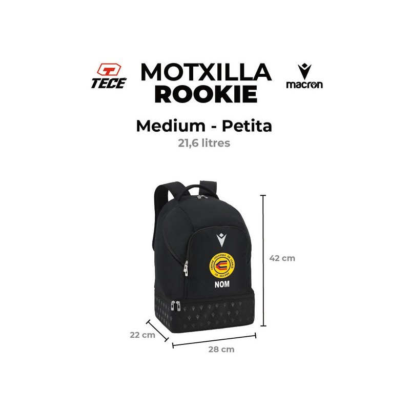 MOTXILLA PETITA CB GRIFEU MACRON ROOKIE COLOR NEGRE + NOM I ESCUT
