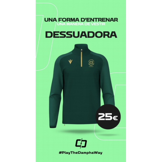 DESSUADORA MACRON MITJA CREMALLERA ISEN COLOR VERD AMPOLLA - COACHED BY DAMPHA