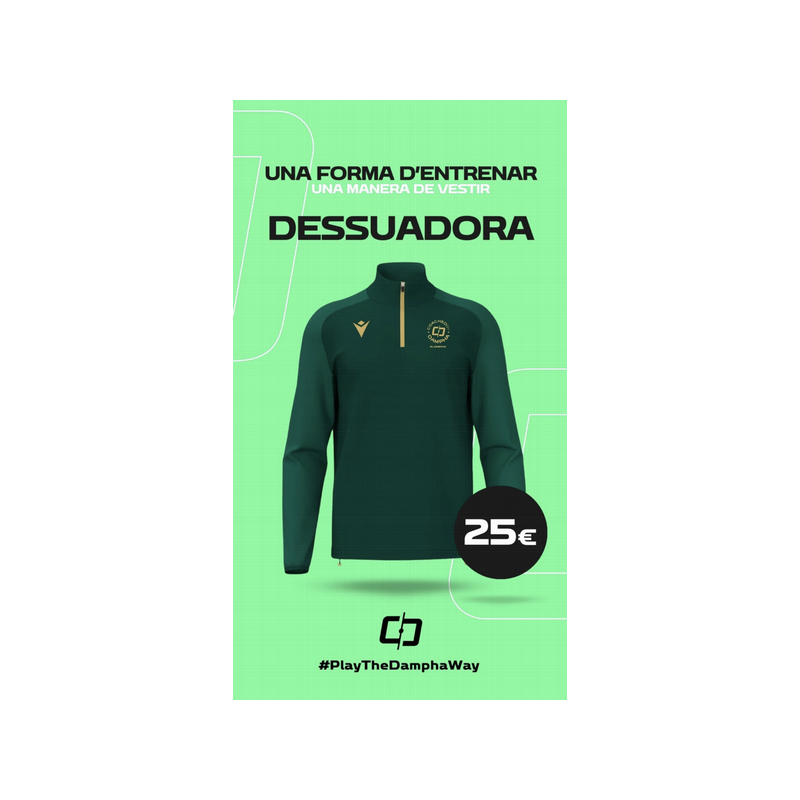 DESSUADORA MACRON MITJA CREMALLERA ISEN COLOR VERD AMPOLLA - COACHED BY DAMPHA