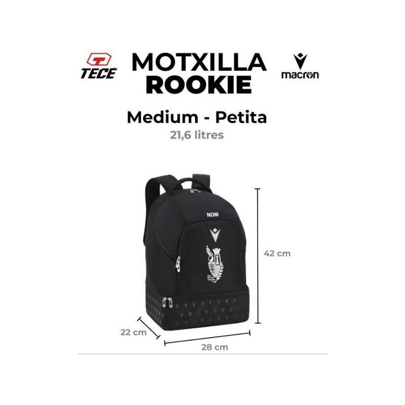 MOTXILLA PETITA MACRON COLOR NEGRE CB TORELLÓ + NOM