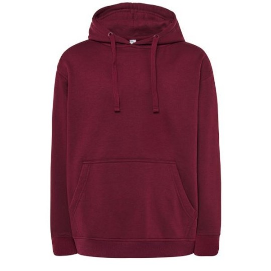 SUDADERA UNISEX CON CAPUCHA, CREMALLERA Y BOLSILLO CANGURO COLOR GRANATE