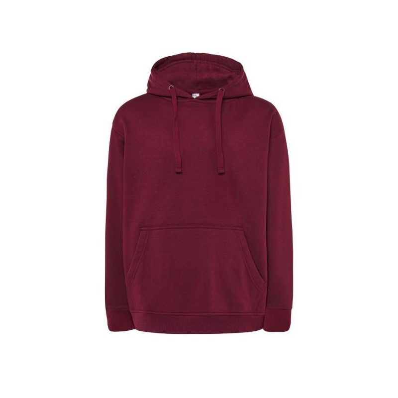 SUDADERA UNISEX CON CAPUCHA, CREMALLERA Y BOLSILLO CANGURO COLOR GRANATE
