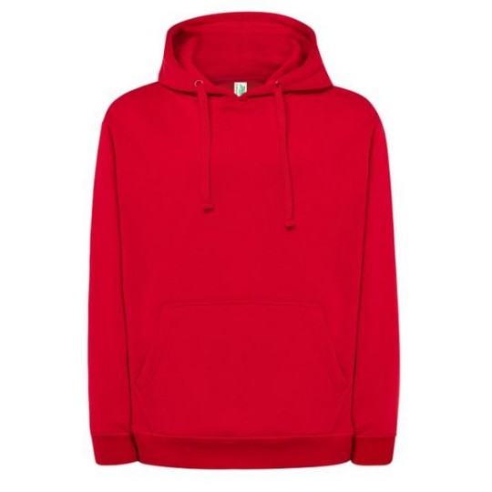 SUDADERA UNISEX CON CAPUCHA, CREMALLERA Y BOLSILLO CANGURO COLOR ROJO