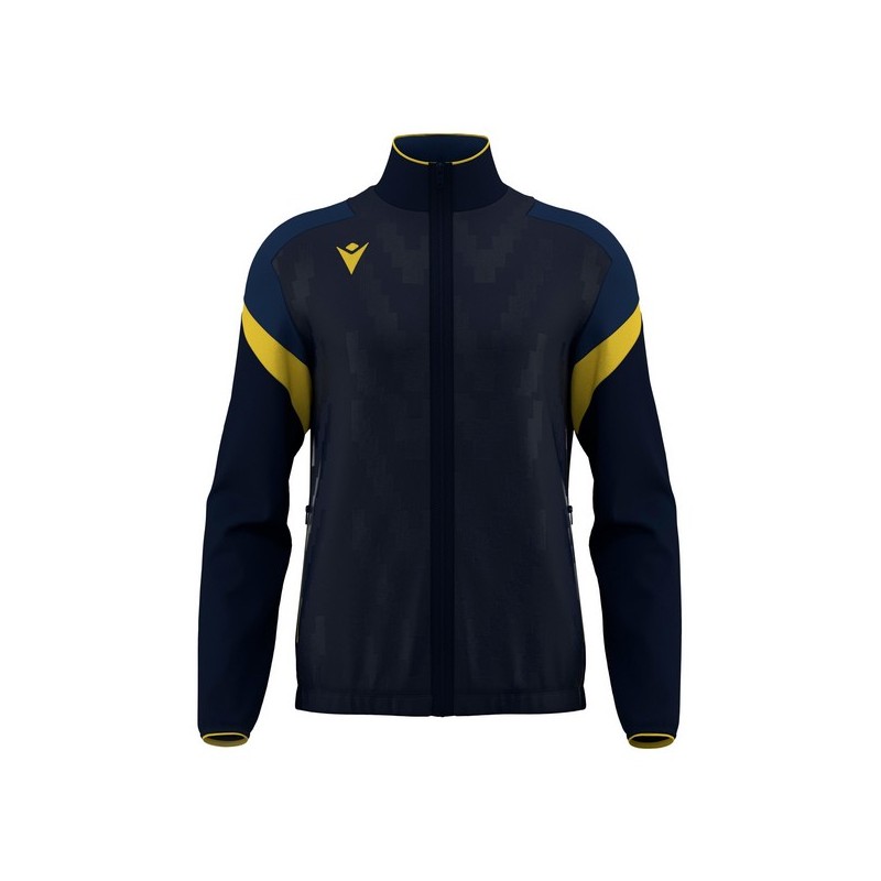 CHAQUETA DE CHANDALL MACRON CON CREMALLERA ODIN COLOR AZUL MARINO I AMARILLO