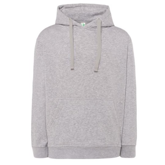 SUDADERA UNISEX CON CAPUCHA, CREMALLERA Y BOLSILLO CANGURO COLOR ASH MELANGE