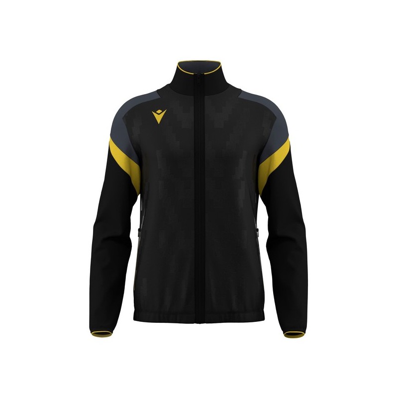 CHAQUETA DE CHANDALL MACRON CON CREMALLERA ODIN COLOR NEGRO I AMARILLO
