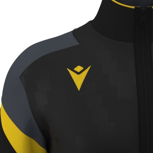 CHAQUETA DE CHANDALL MACRON CON CREMALLERA ODIN COLOR NEGRO I AMARILLO