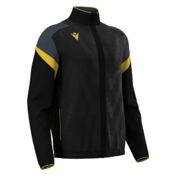 CHAQUETA DE CHANDALL MACRON CON CREMALLERA ODIN COLOR NEGRO I AMARILLO