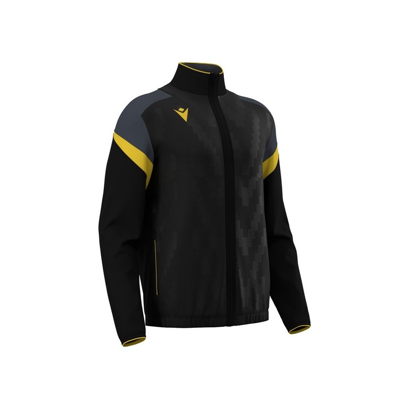 CHAQUETA DE CHANDALL MACRON CON CREMALLERA ODIN COLOR NEGRO I AMARILLO