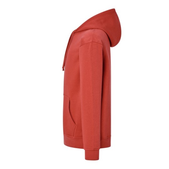 SUDADERA UNISEX CON CAPUCHA, CREMALLERA Y BOLSILLO CANGURO COLOR ROJO CANARY