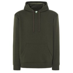 SUDADERA UNISEX CON CAPUCHA, CREMALLERA Y BOLSILLO CANGURO COLOR VERDE OSCURO