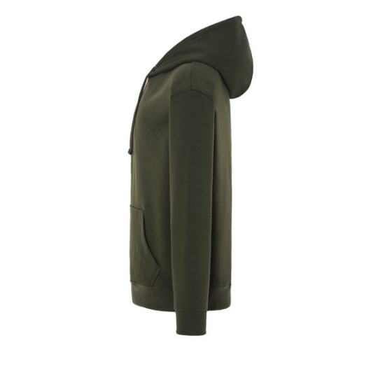 SUDADERA UNISEX CON CAPUCHA, CREMALLERA Y BOLSILLO CANGURO COLOR VERDE OSCURO