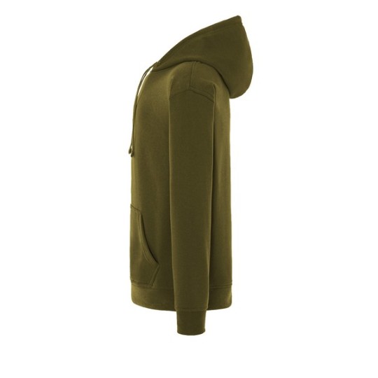 SUDADERA UNISEX CON CAPUCHA, CREMALLERA Y BOLSILLO CANGURO COLOR CAQUI