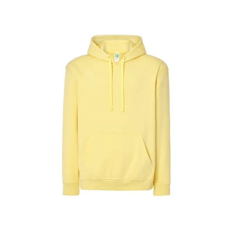 SUDADERA UNISEX CON CAPUCHA, CREMALLERA Y BOLSILLO CANGURO COLOR AMARILLO CLARO