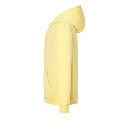 SUDADERA UNISEX CON CAPUCHA, CREMALLERA Y BOLSILLO CANGURO COLOR AMARILLO CLARO