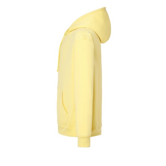 SUDADERA UNISEX CON CAPUCHA, CREMALLERA Y BOLSILLO CANGURO COLOR AMARILLO CLARO