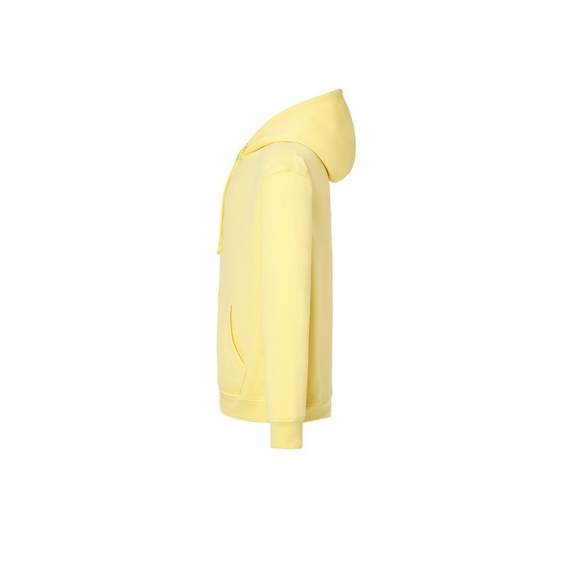 SUDADERA UNISEX CON CAPUCHA, CREMALLERA Y BOLSILLO CANGURO COLOR AMARILLO CLARO