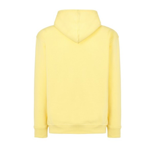 SUDADERA UNISEX CON CAPUCHA, CREMALLERA Y BOLSILLO CANGURO COLOR AMARILLO CLARO