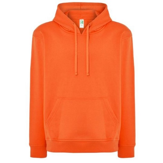 SUDADERA UNISEX CON CAPUCHA, CREMALLERA Y BOLSILLO CANGURO COLOR NARANJA