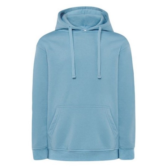 SUDADERA UNISEX CON CAPUCHA, CREMALLERA Y BOLSILLO CANGURO COLOR AZUL CIELO