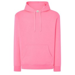 SUDADERA UNISEX CON CAPUCHA, CREMALLERA Y BOLSILLO CANGURO COLOR FUCSIA FLUOR