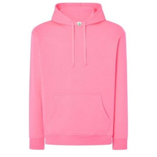 SUDADERA UNISEX CON CAPUCHA, CREMALLERA Y BOLSILLO CANGURO COLOR FUCSIA FLUOR