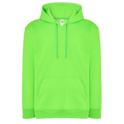 SUDADERA UNISEX CON CAPUCHA, CREMALLERA Y BOLSILLO CANGURO COLOR VERDE FLÚOR