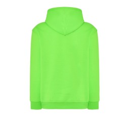 SUDADERA UNISEX CON CAPUCHA, CREMALLERA Y BOLSILLO CANGURO COLOR VERDE FLÚOR