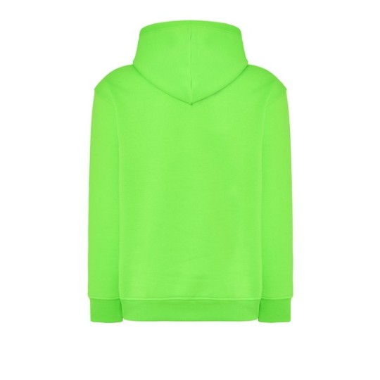 SUDADERA UNISEX CON CAPUCHA, CREMALLERA Y BOLSILLO CANGURO COLOR VERDE FLÚOR