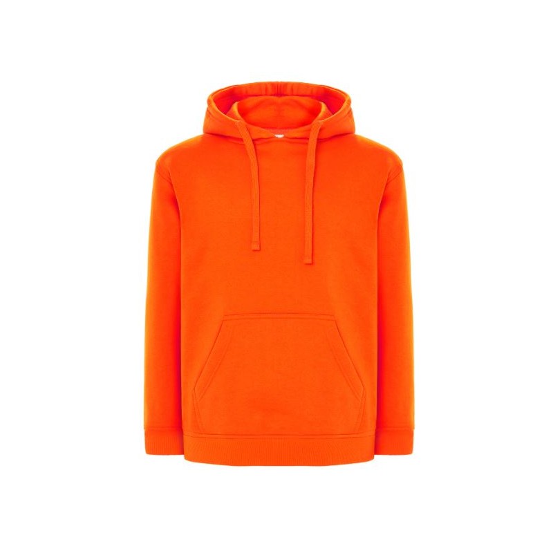 SUDADERA UNISEX CON CAPUCHA, CREMALLERA Y BOLSILLO CANGURO COLOR NARANJA FLÚOR