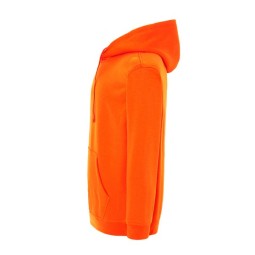 SUDADERA UNISEX CON CAPUCHA, CREMALLERA Y BOLSILLO CANGURO COLOR NARANJA FLÚOR