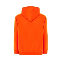 SUDADERA UNISEX CON CAPUCHA, CREMALLERA Y BOLSILLO CANGURO COLOR NARANJA FLÚOR